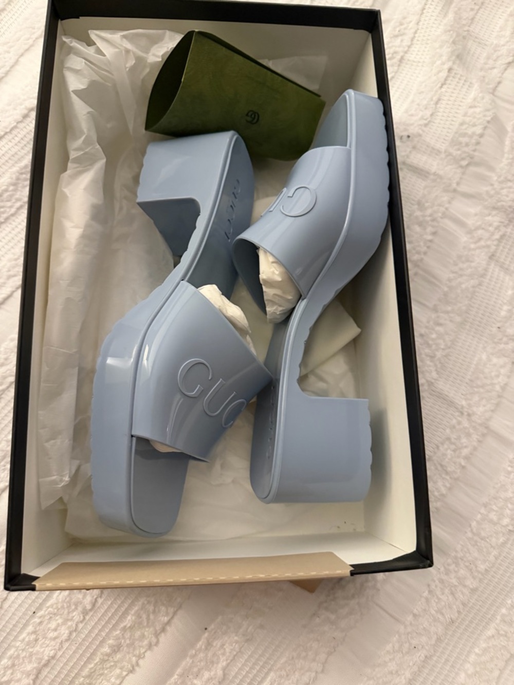 Gucci Light Blue Slide Sandals - Picture 5 of 5